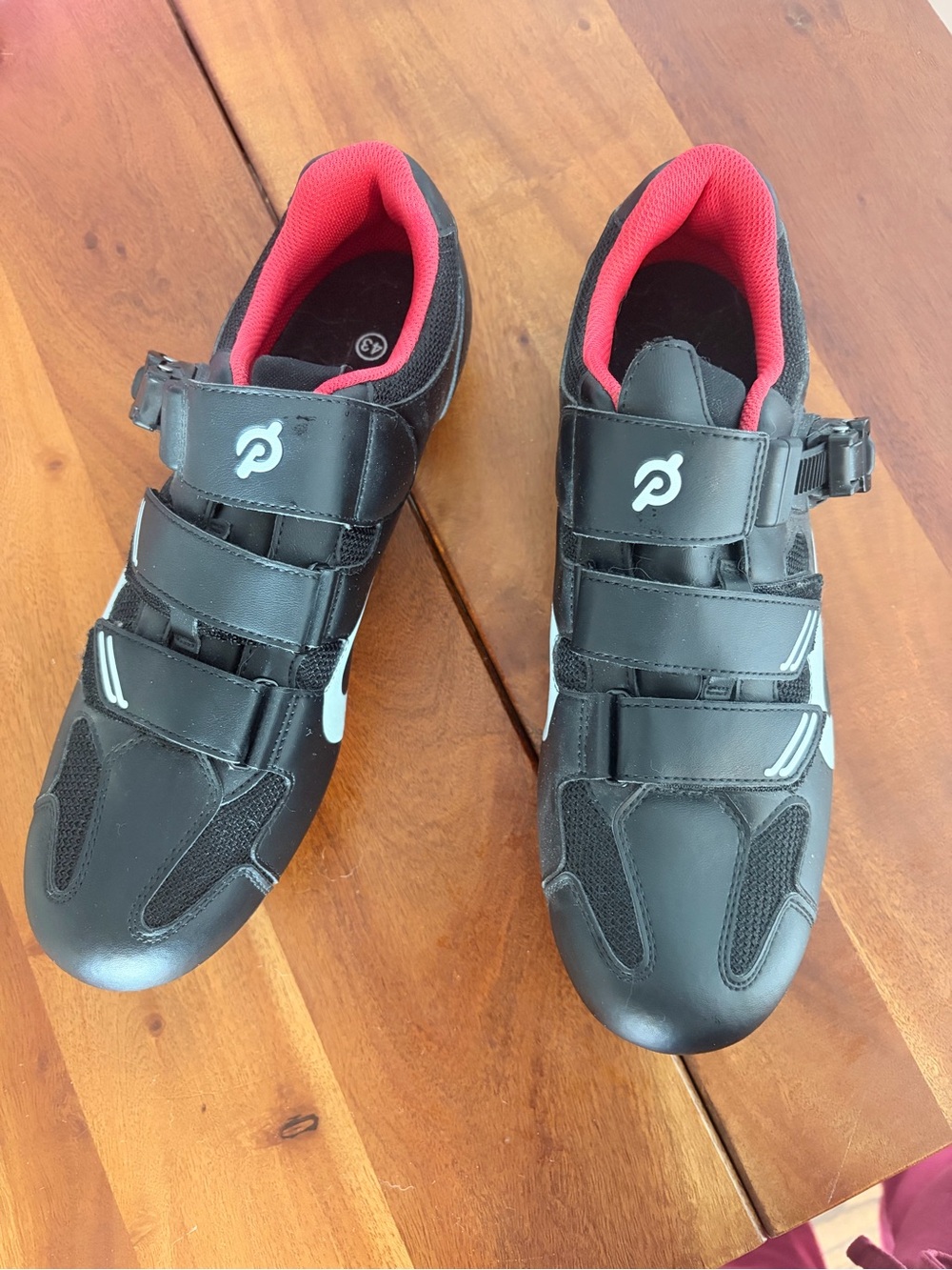 Peloton Men's Black Cycling Shoes with Red Interior